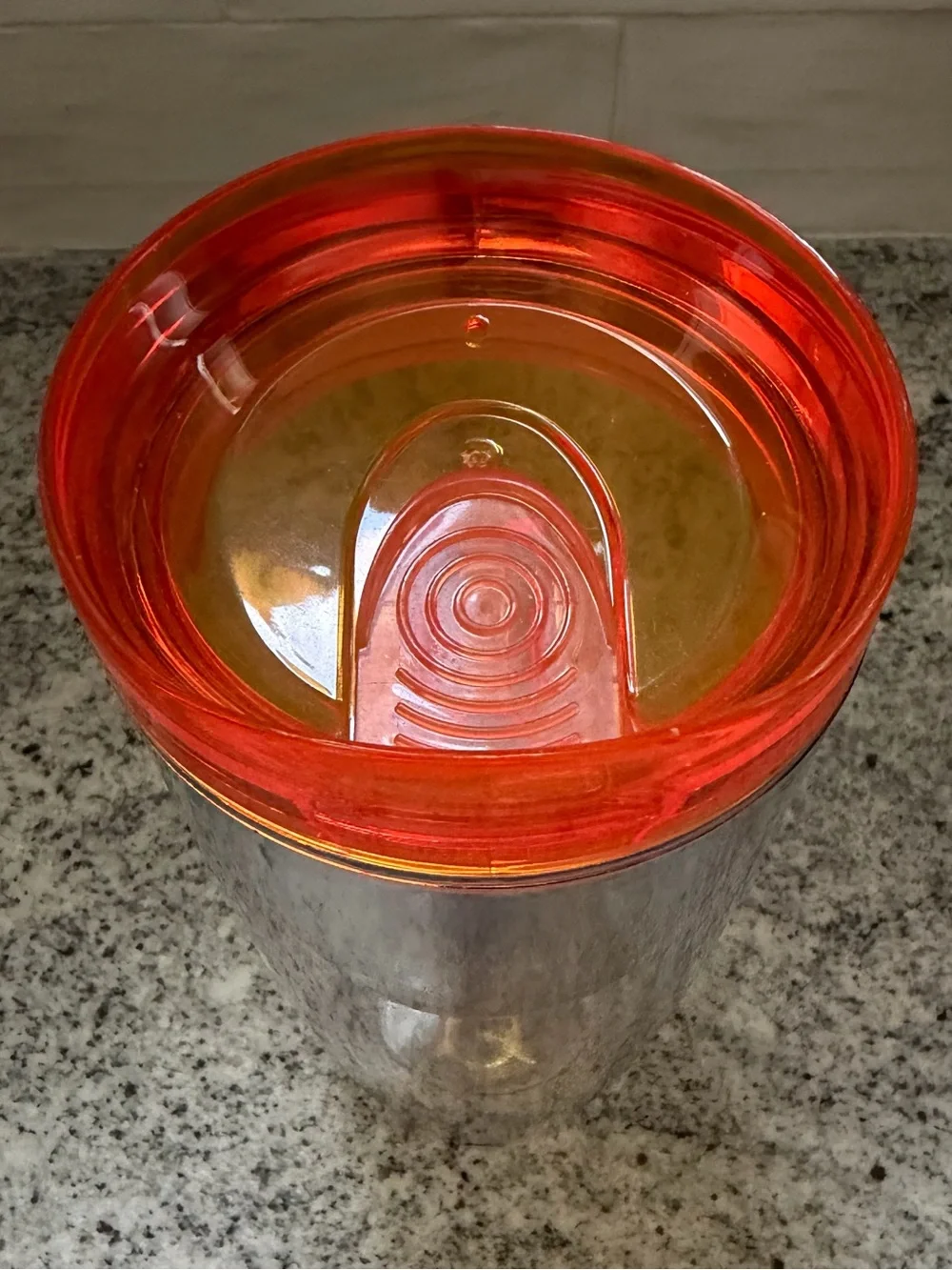 New Insulated Lightweight Travel-Friendly Clear Wine Tumbler with Orange Lid